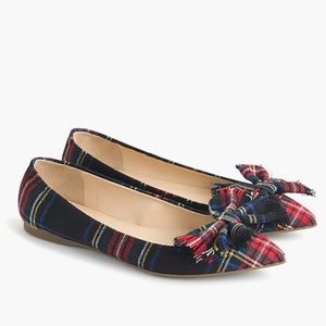ISO IN SEARCH OF Jcrew  Plaid Tartan Lottie Flats With Frayed Bow Size 9 9.5 10